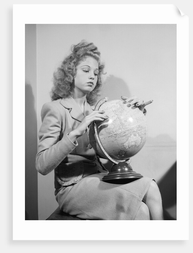 Woman Seated with Globe by Anonymous