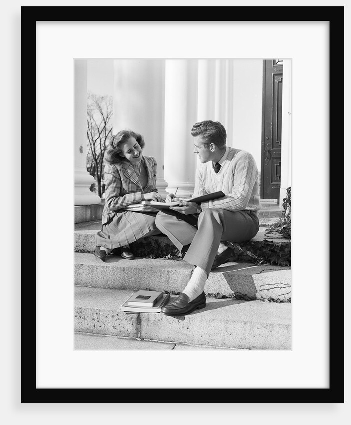 Students Studying On College Steps by Anonymous