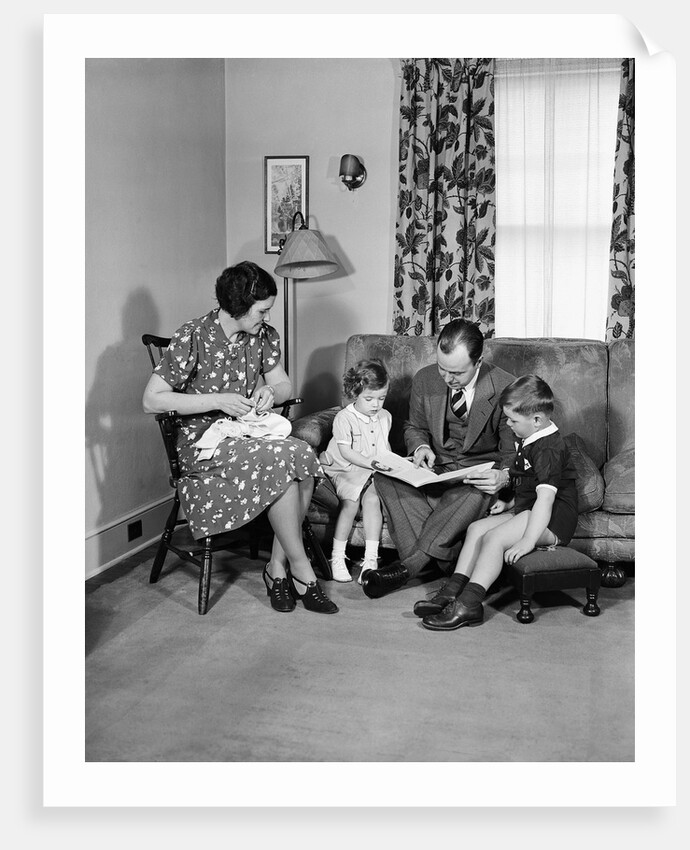 Family Sitting in Living Room by Anonymous