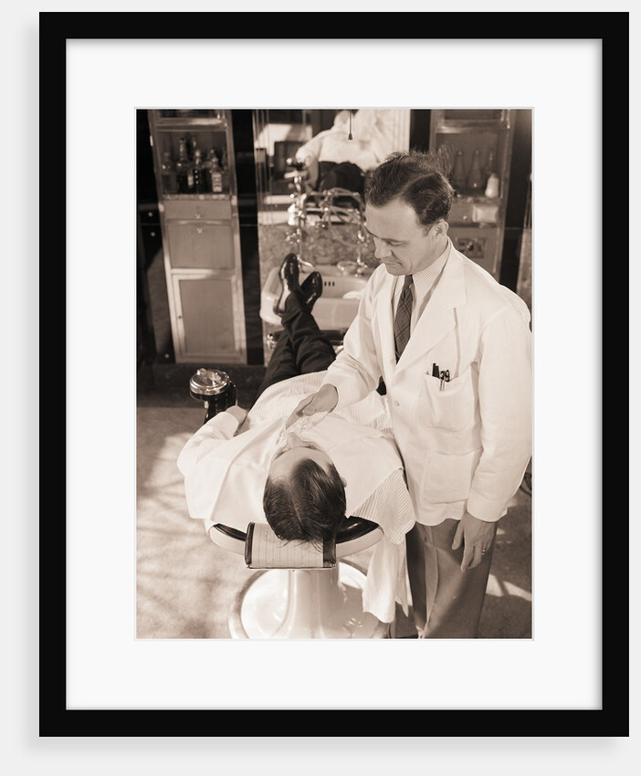 Man Being Shaved By Barber by Anonymous