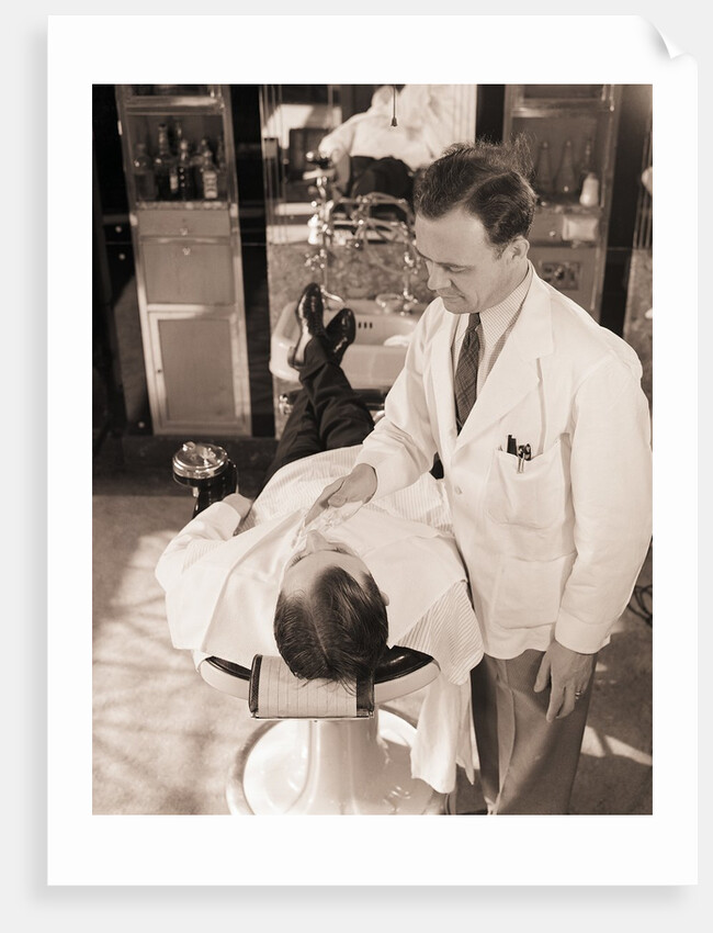 Man Being Shaved By Barber by Anonymous