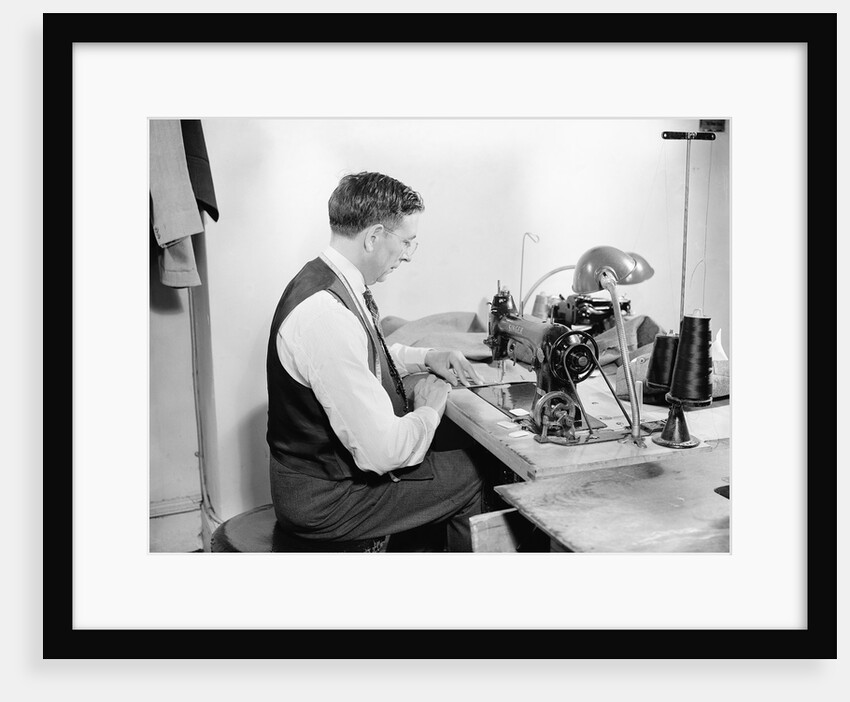 Tailor Working at Sewing Machine by Anonymous