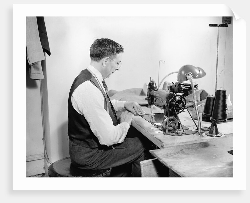 Tailor Working at Sewing Machine by Anonymous