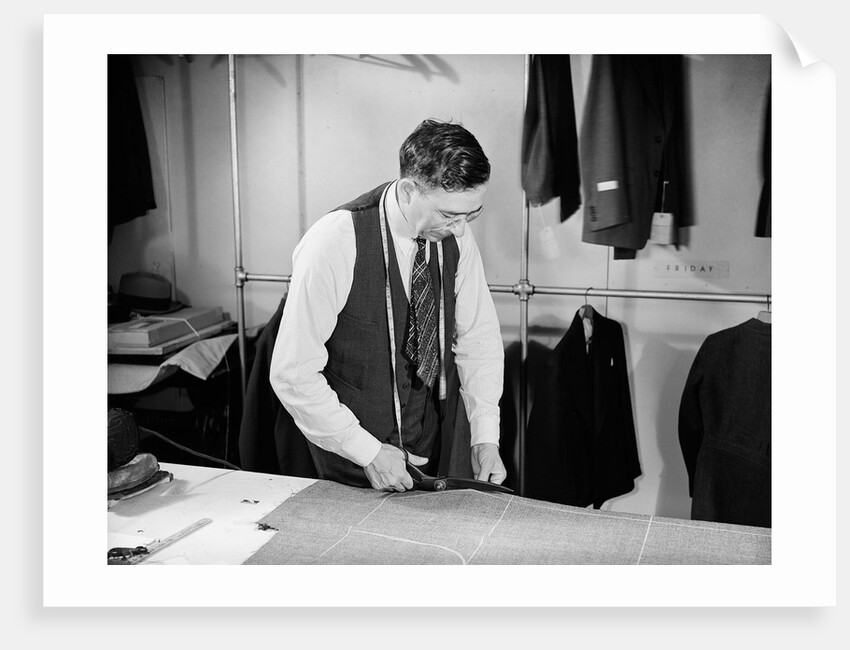 Tailor Cutting Fabric by Anonymous