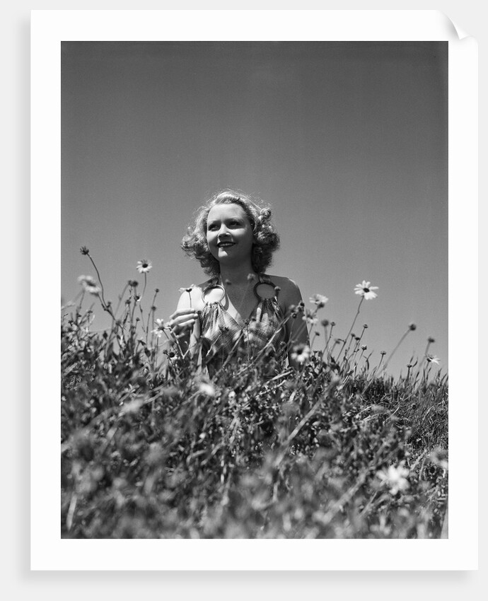 Woman in Wildflower Field by Anonymous