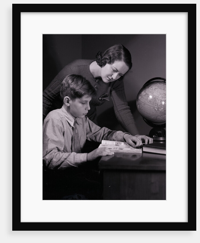 Mother Helping Son with Homework by Anonymous