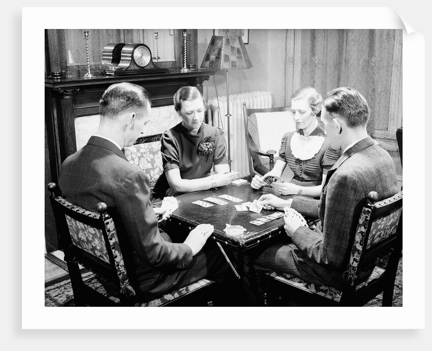 Bridge Players Seated at Table by Anonymous