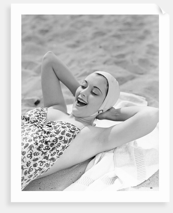 Sunbather Wearing a Swimming Cap by Anonymous