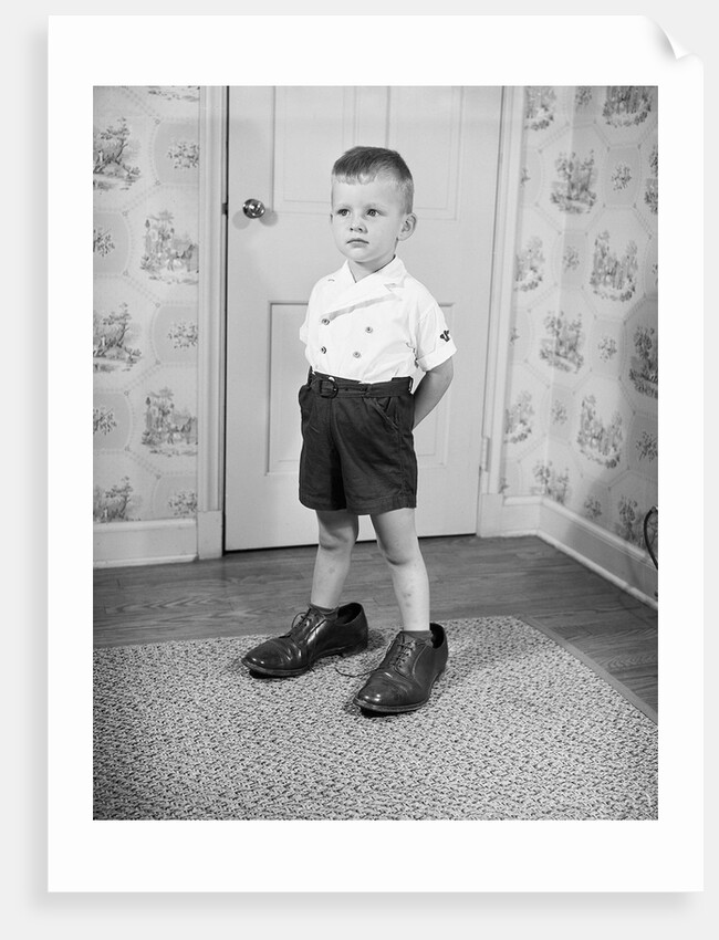 Boy Wearing Men's Shoes by Anonymous