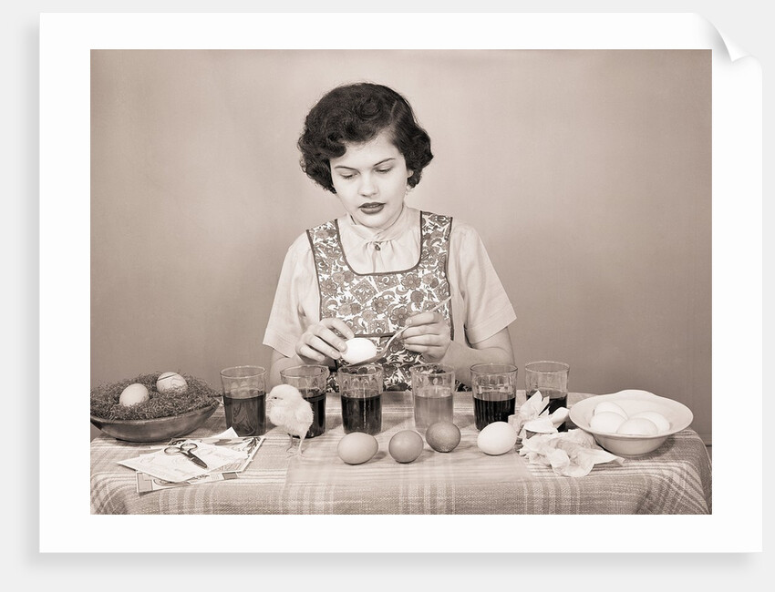 Woman Coloring Eaaster Eggs/Egg On Spoon by Anonymous