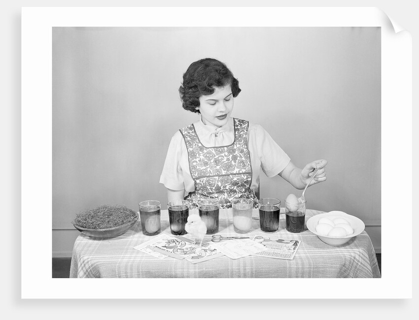 Woman Pulling Egg From Glass/Coloring by Anonymous