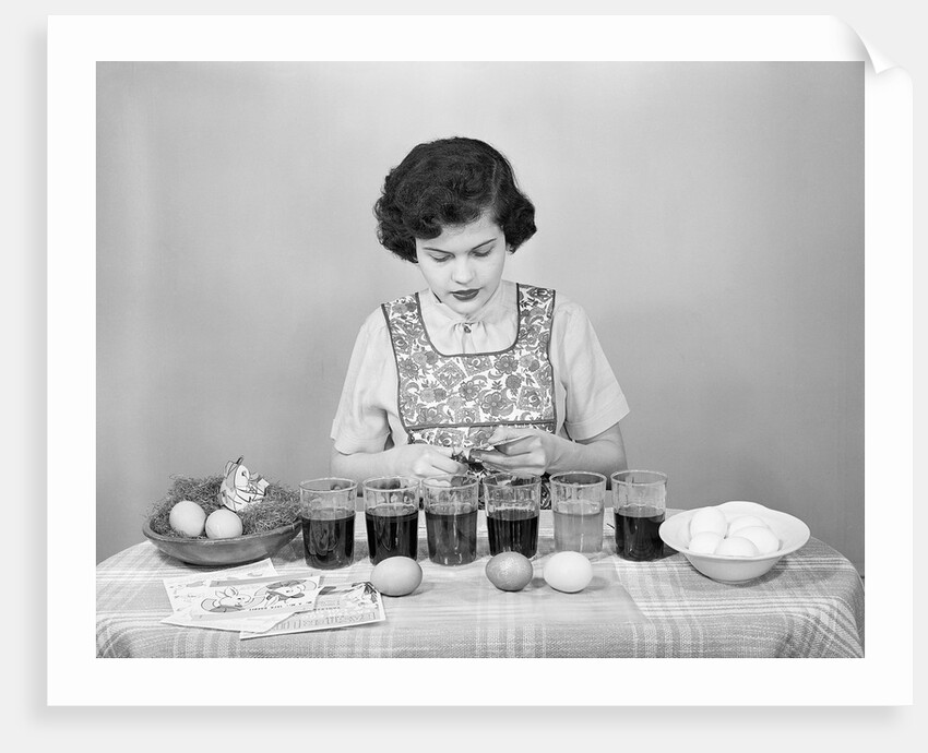 Girl Coloring Easter Eggs by Anonymous