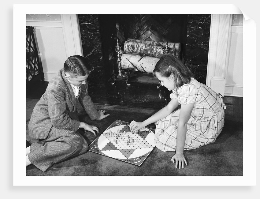 Children Playing Chinese Checkers by Anonymous