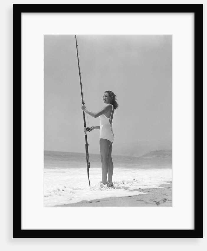 Woman Fishing on Surf by Anonymous