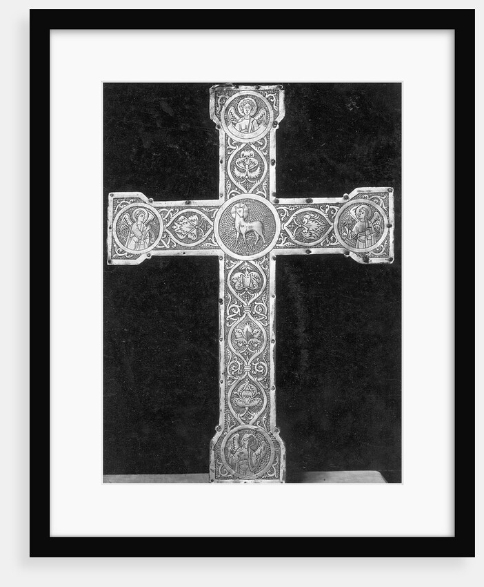 Ornate, Engraved German Metal Cross by Anonymous