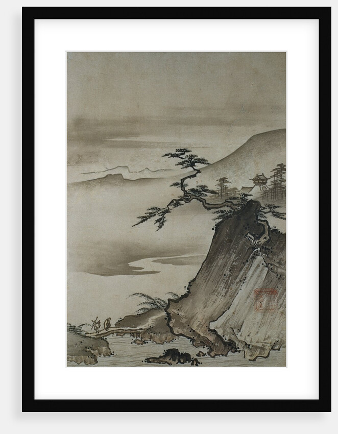 View of Mountains and a Bridge from Eight Views of the Xiao and Xiang Rivers by Shokei