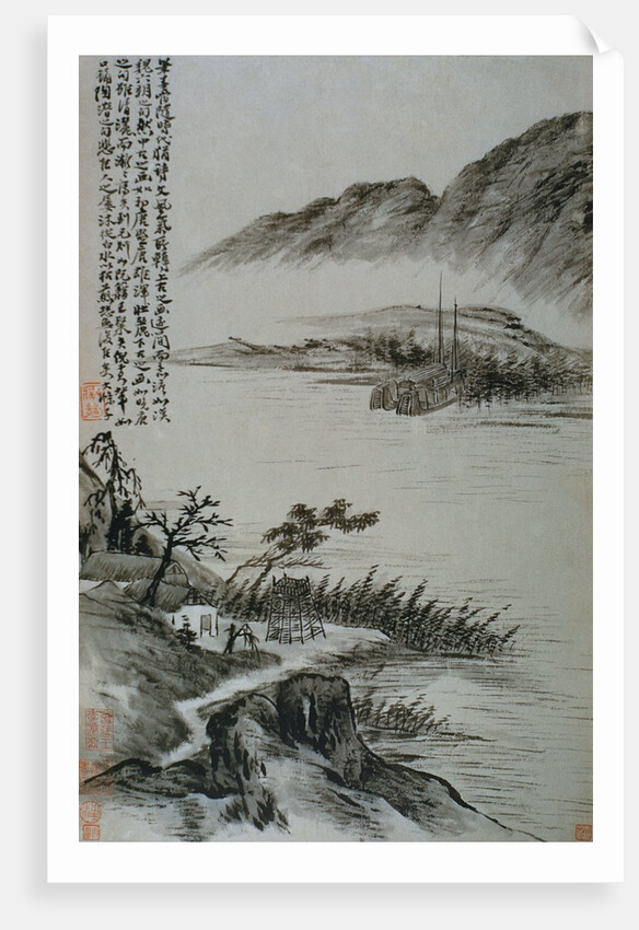 View of Boats at a Riverbank from an Album of Twelve Landscape Paintings by Tao Chi