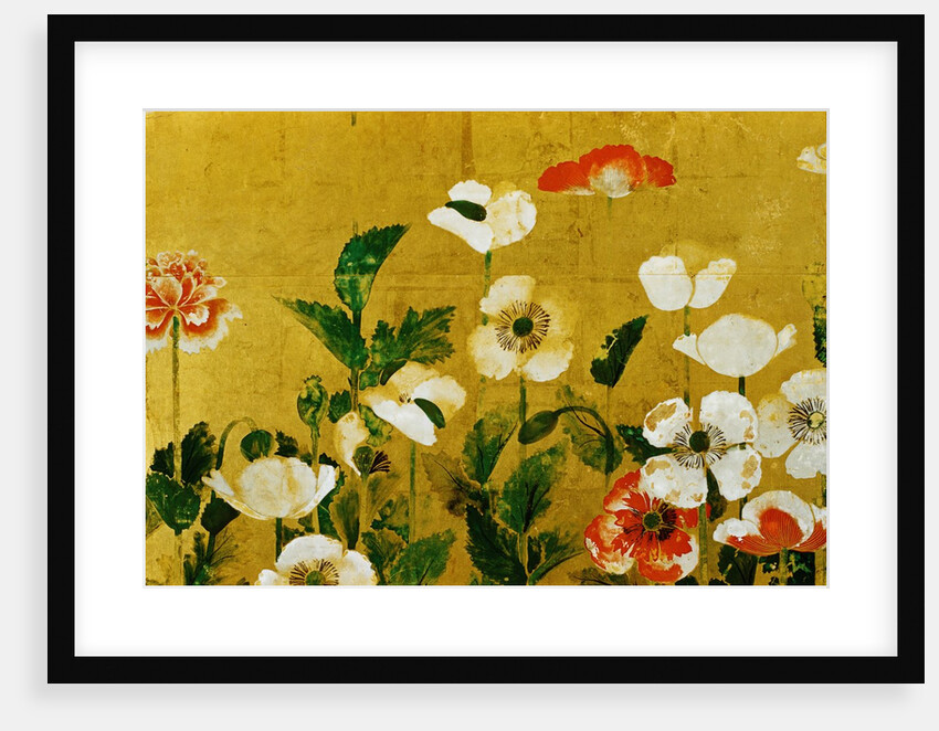 Detail of Poppies Edo Period Screen by Anonymous