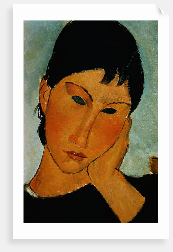 Detail of Female Head from Elvira Resting at a Table by Amedeo Modigliani