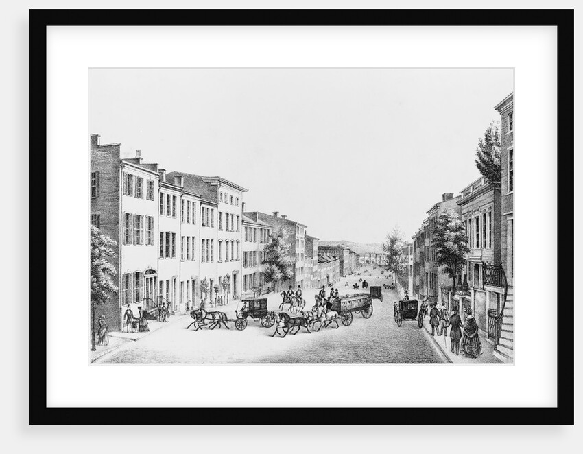 Lithograph Depicting Lower Broadway in the 1830s by Anonymous