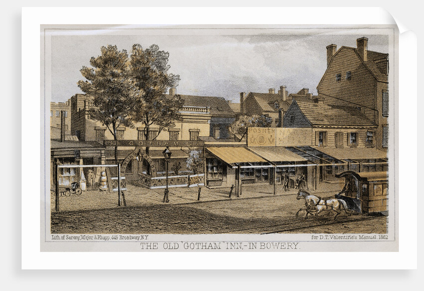 The Old Gotham Inn - In Bowery Color Lithograph by Anonymous