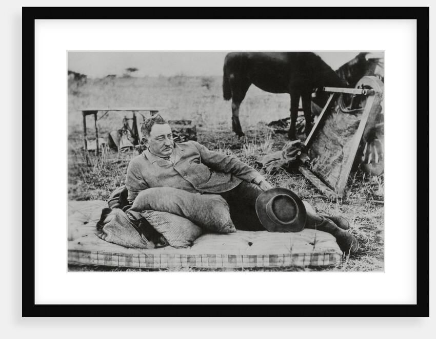 British Official Cecil Rhodes Lying on Mattress Outdoors by Anonymous