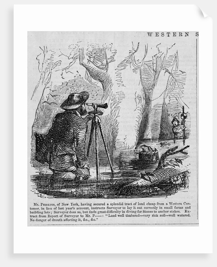 Illustration of Men Surveying Swamp by Anonymous