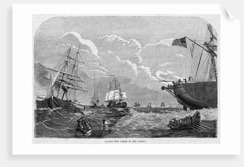 Laying the Cable in Mid Ocean Illustration by Anonymous