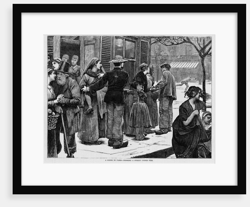 A Scene in Paris - Crossing a Street Under Fire by Anonymous