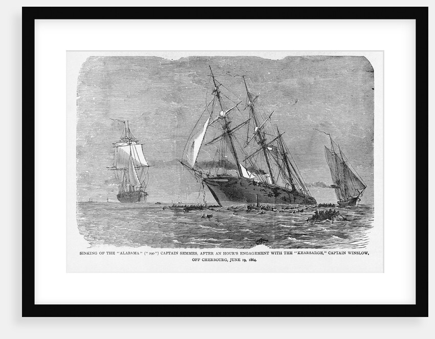 Print of the Sinking of the Alabama by Anonymous