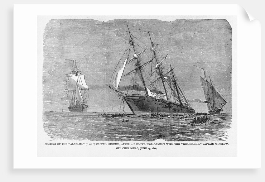 Print of the Sinking of the Alabama by Anonymous