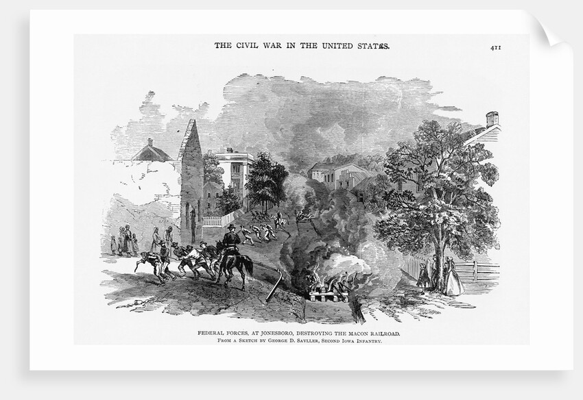 Federal Forces, at Jonesboro, Destroying the Macon Railroad Illustration by Anonymous
