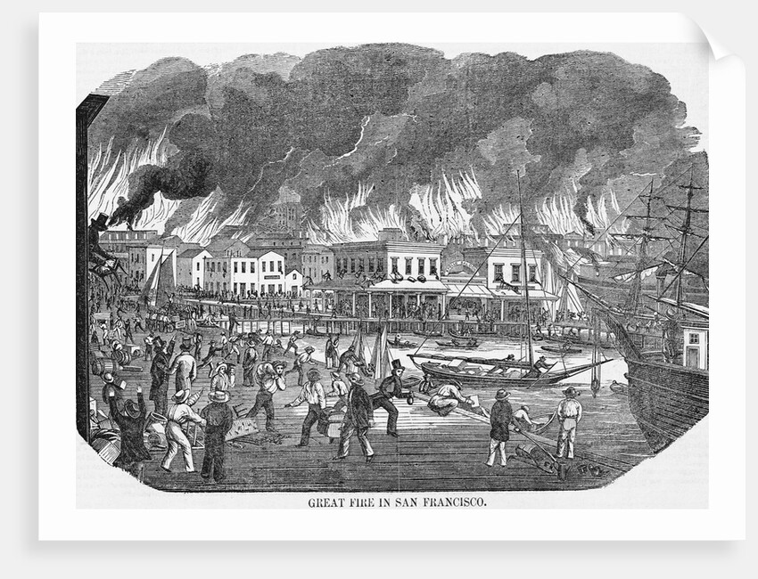 19th-Century Print of Great Fire in San Francisco by Anonymous