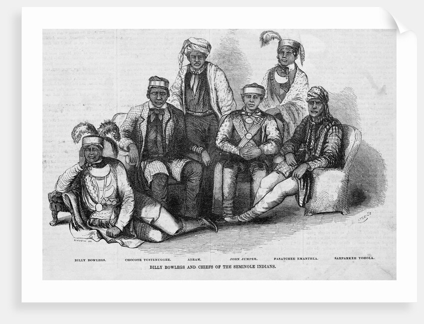 Billy Bowlegs and Chiefs of the Seminole Indians Illustration by Anonymous