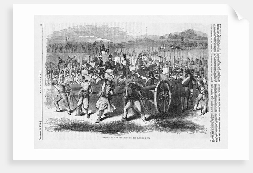 Preparing to Blow the Sepoys from the Cannon's Mouth Magazine Illustration Published in Harper's Weekly by Anonymous