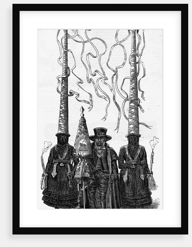 The Holy Week at Quito - Burgomaster Accompanied by Two Cucuruchus Holding the Cords of the Standard by Anonymous
