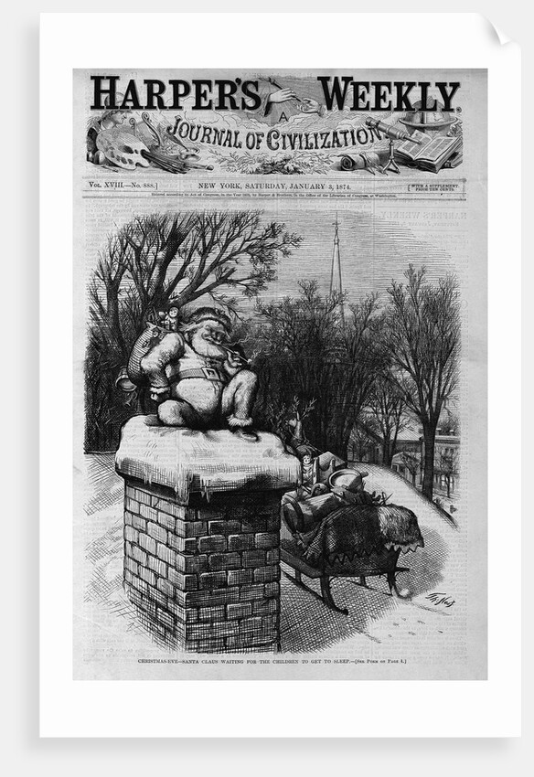 Christmas-Eve-Santa Claus Waiting for the Children to get to Sleep by Anonymous