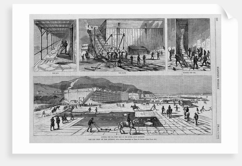 Cutting the Ice-West Side of the River, Above Rondout. The Ice Crop on the Hudson, 1874 by Anonymous