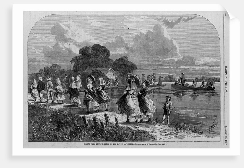 Coming from church - scene on the bayou lafourche by A. R. Waud