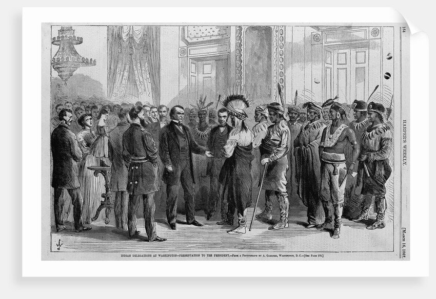 Indian delegations at Washington - presentation to the president. From a photograph by A. Gardner