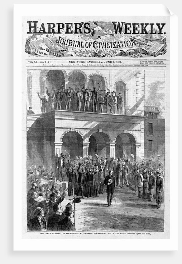Jeff David leaving the court-house at Richmond - demonstration of the rebel citizens by Anonymous