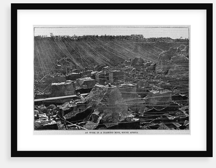 At Work in a Diamond Mine, South Africa Magazine Illustration Published in Harper's Weekly by Anonymous
