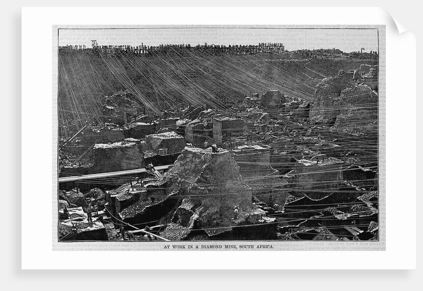At Work in a Diamond Mine, South Africa Magazine Illustration Published in Harper's Weekly by Anonymous