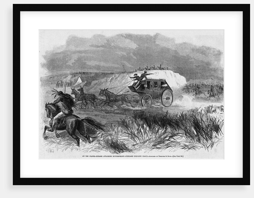 On the Plains - Indians Attacking Butterfield's Overland Dispatch Coach by Anonymous