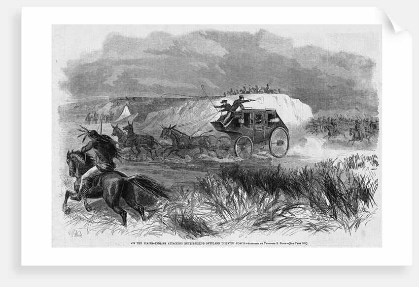 On the Plains - Indians Attacking Butterfield's Overland Dispatch Coach by Anonymous