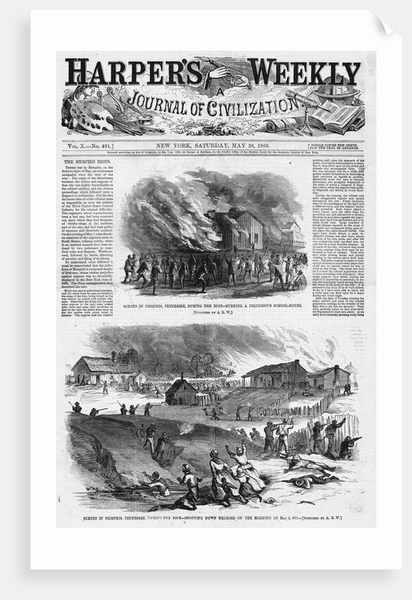 Scenes in Memphis, Tennessee, During the Riot - Burning a Freedmen's School-House by Anonymous