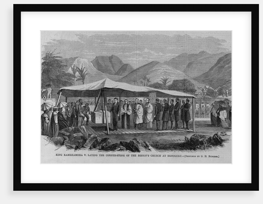 King Kamehameha V. laying the corner-stone of the bishop's church at Honolulu by G. H. Bu