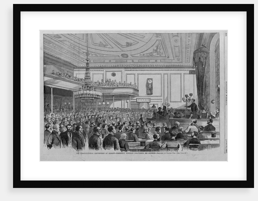 Magazine Illustration of President Wheeler at the Constitutional Convention in Albany by Stanley Fox