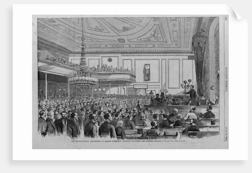 Magazine Illustration of President Wheeler at the Constitutional Convention in Albany by Stanley Fox