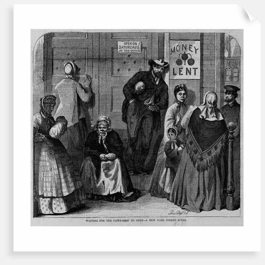 Waiting for the pawn-shop to open - a New York street scene by Anonymous